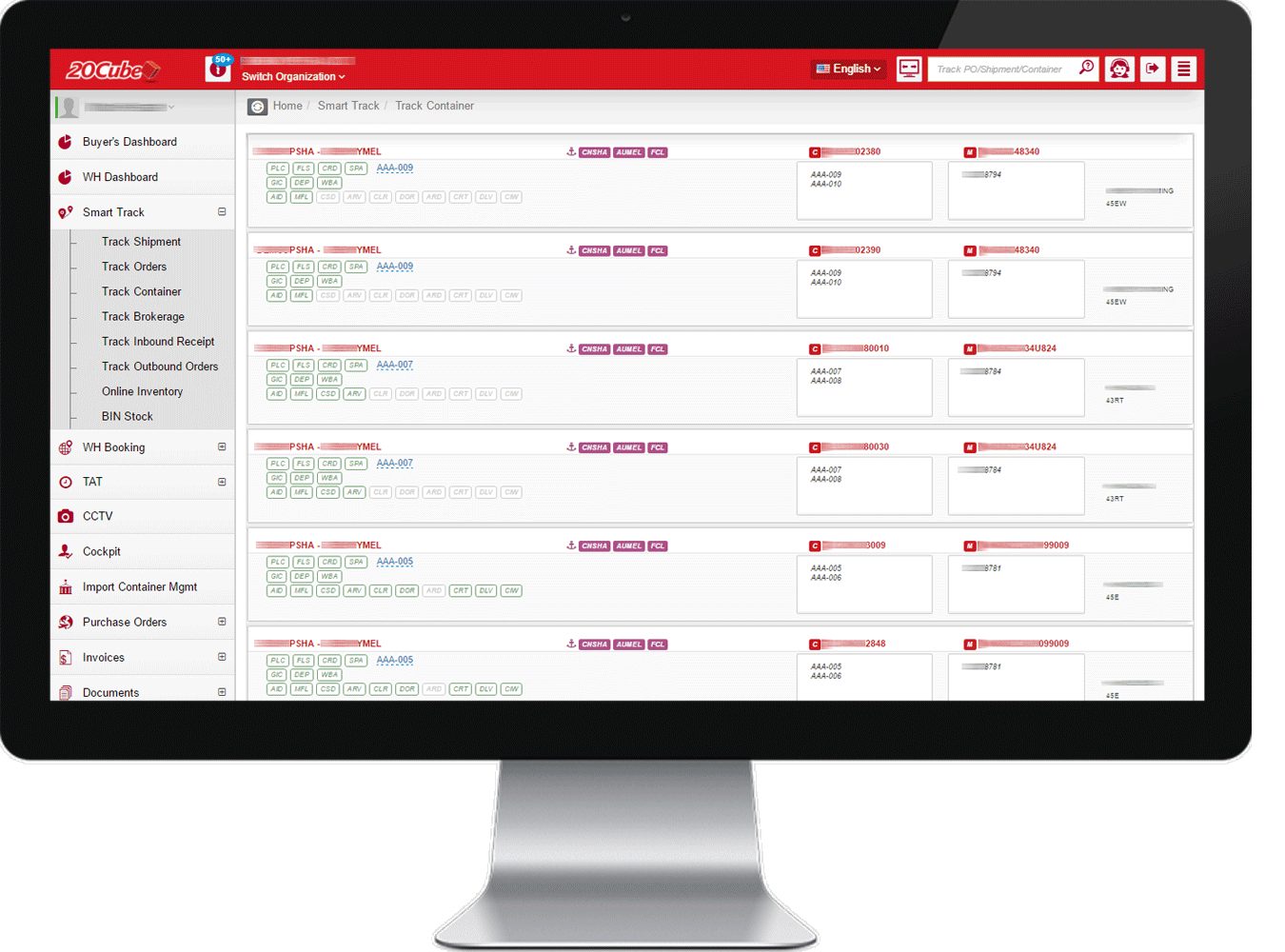 Desktop showing the 20Cube dashboard